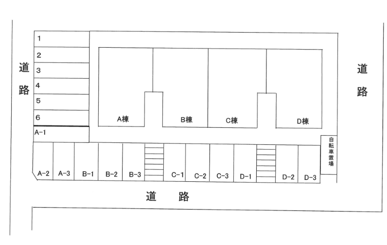 桃園町青山マンション駐車場の駐車配置図