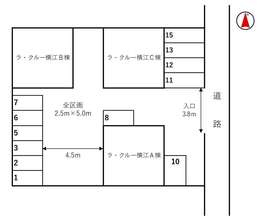 ラ・クルー横江モータープールの駐車配置図