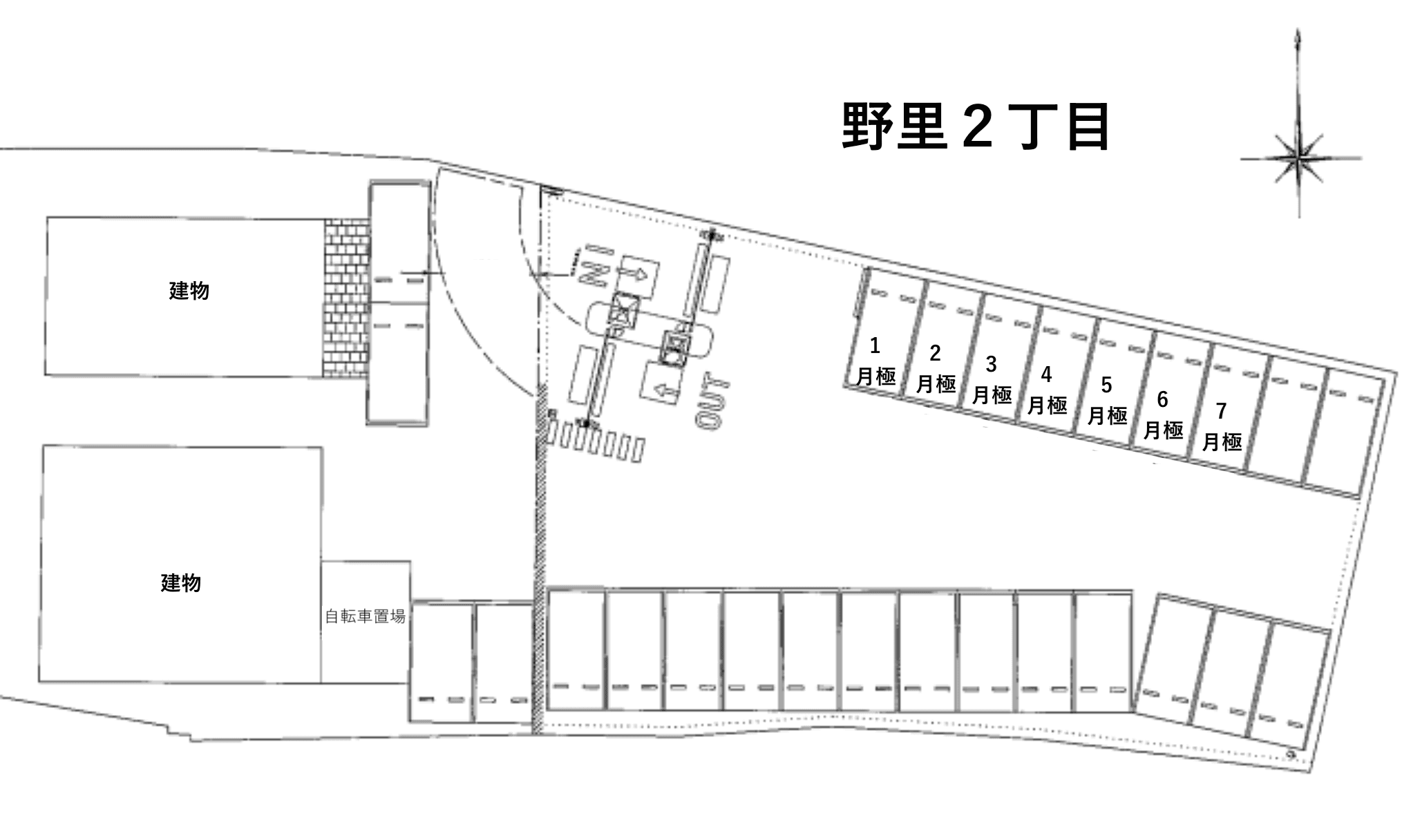 野里２丁目の駐車配置図