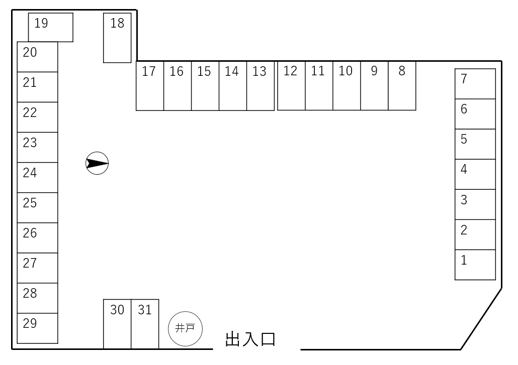 花栗２丁目3　田中様駐車場の駐車配置図