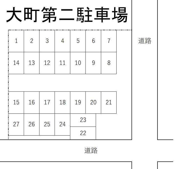 大町第二駐車場の駐車配置図