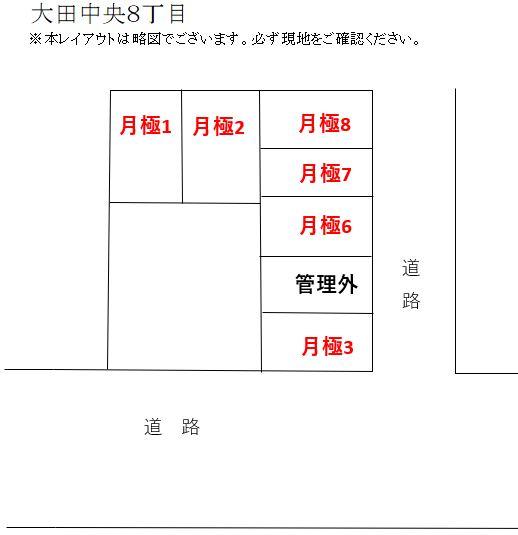 大田中央８丁目の駐車配置図