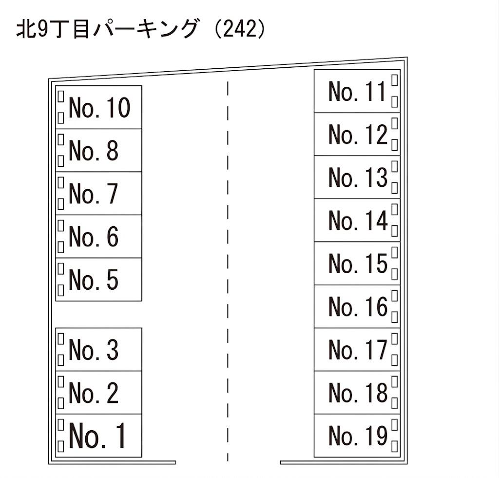北9丁目パーキング（242）の駐車配置図
