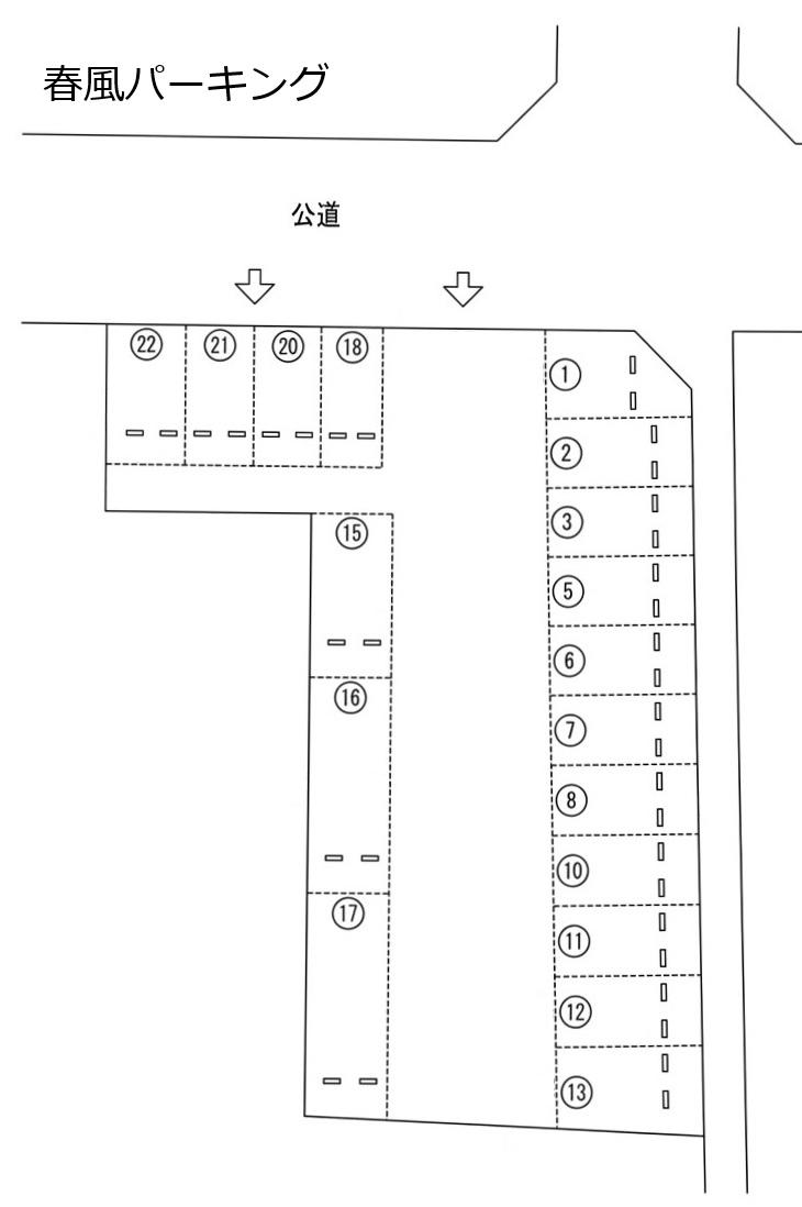 春風パーキングの駐車配置図