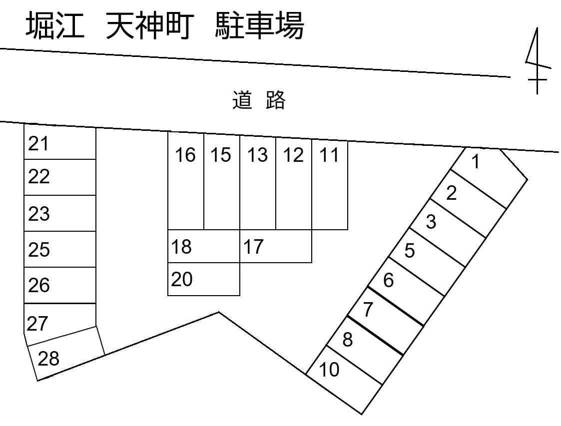 堀江　天神町　駐車場の駐車配置図
