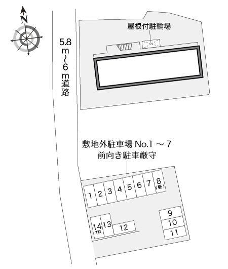 コウジィーコート(14416)　敷地外駐車場の駐車配置図