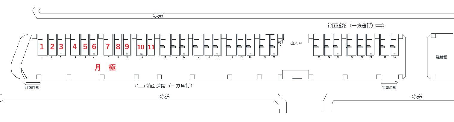 Pat東住吉区北田辺4丁目駐車場の駐車配置図