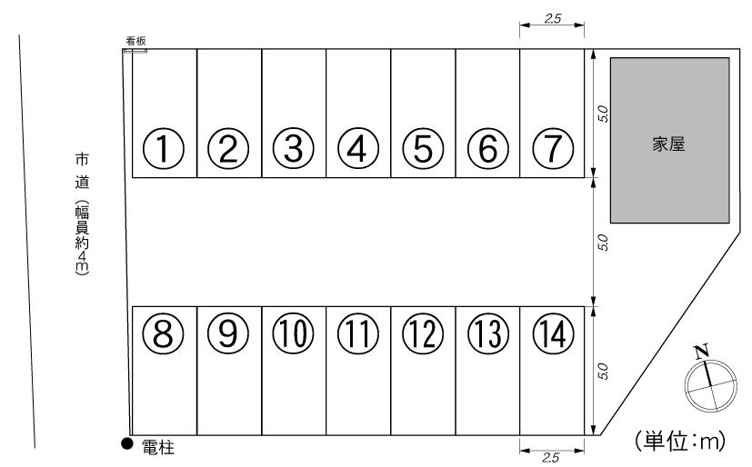 ホットハウス清水沼１丁目パーキングの駐車配置図