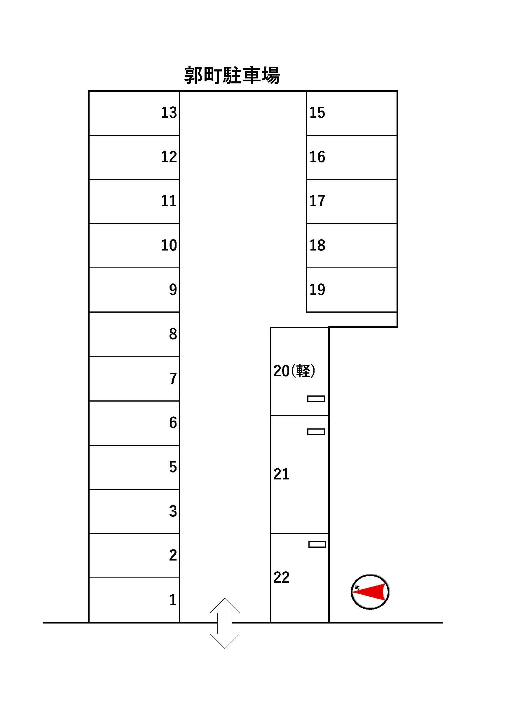 郭町駐車場の駐車配置図