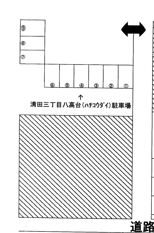 八髙台月極駐車場の駐車配置図