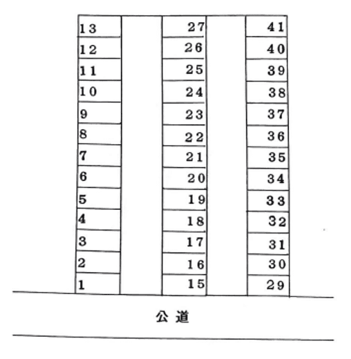 スマイルパーク201号の駐車配置図