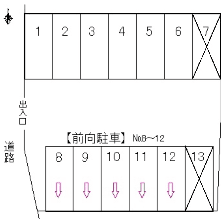 御所ヶ谷駐車場の駐車配置図