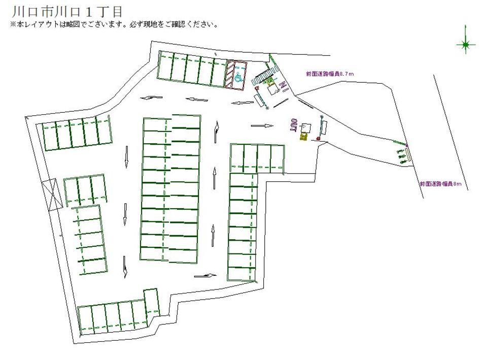 川口市川口１丁目の駐車配置図