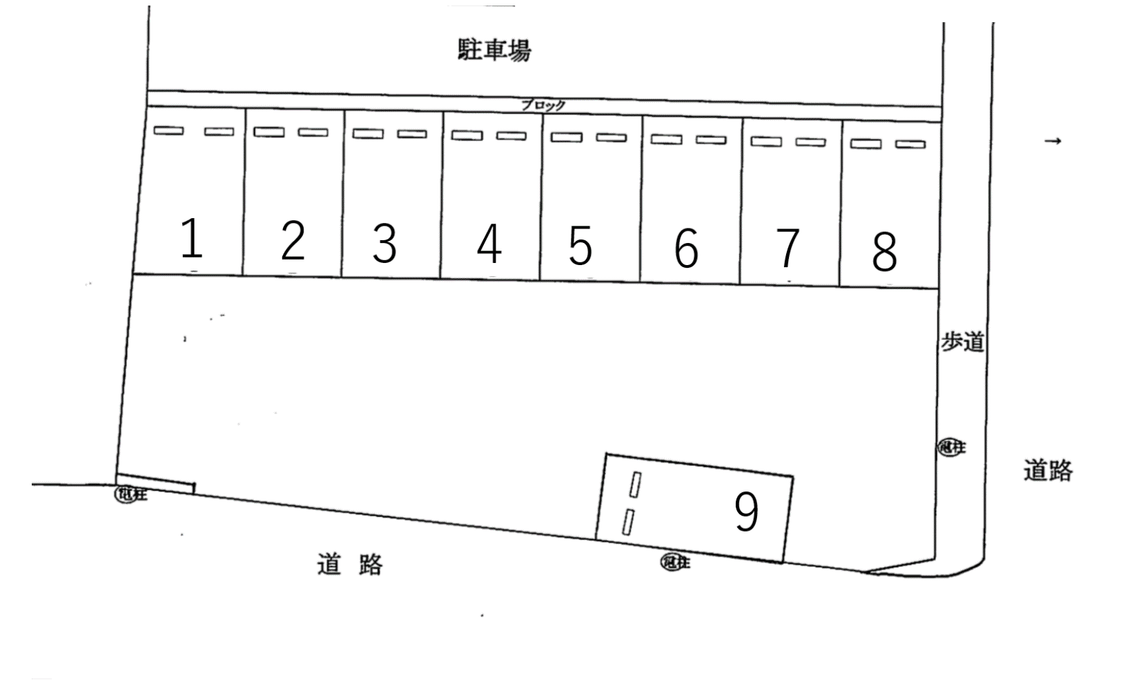 梅﨑駐車場の駐車配置図