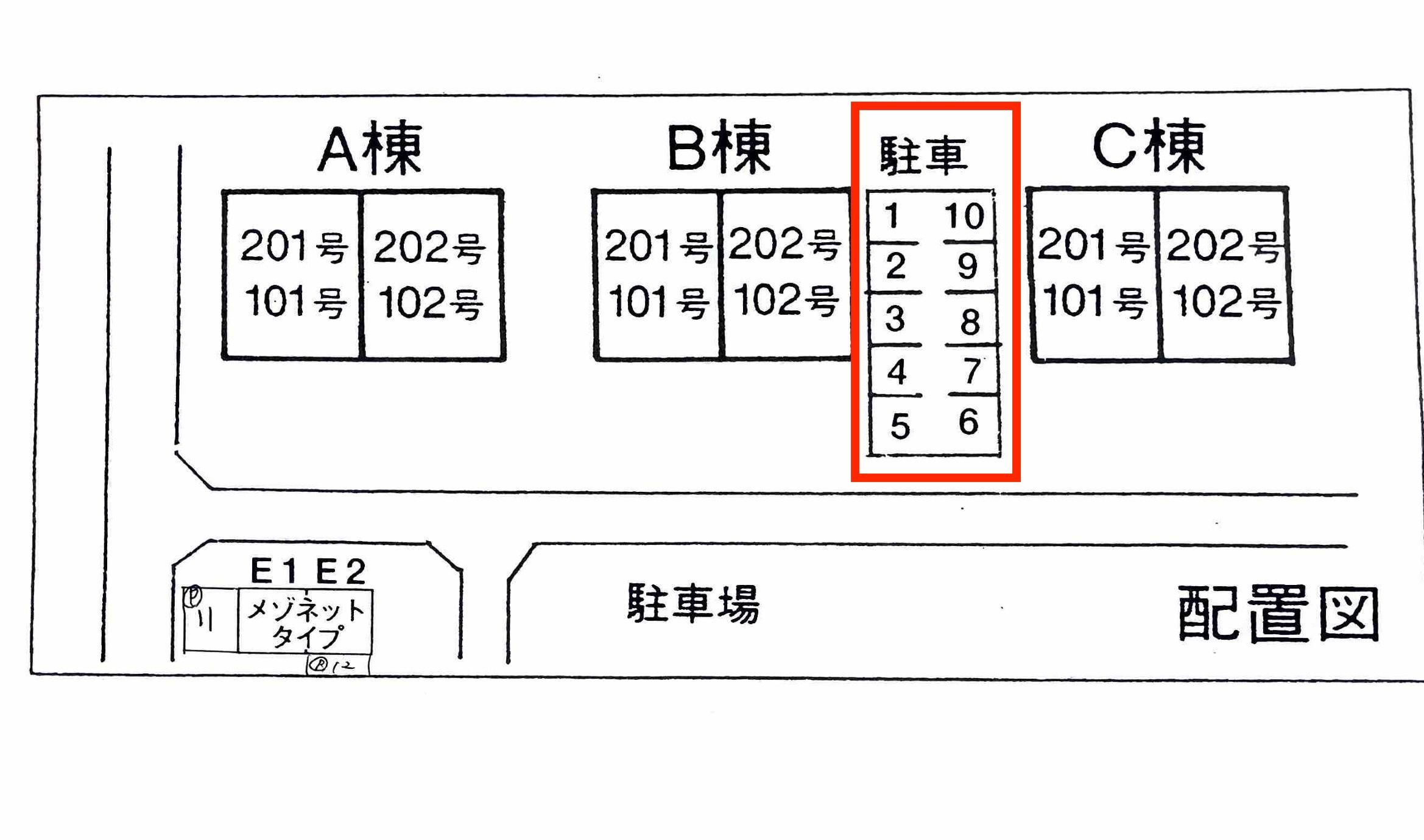ウッディ・ハウス駐車場の駐車配置図