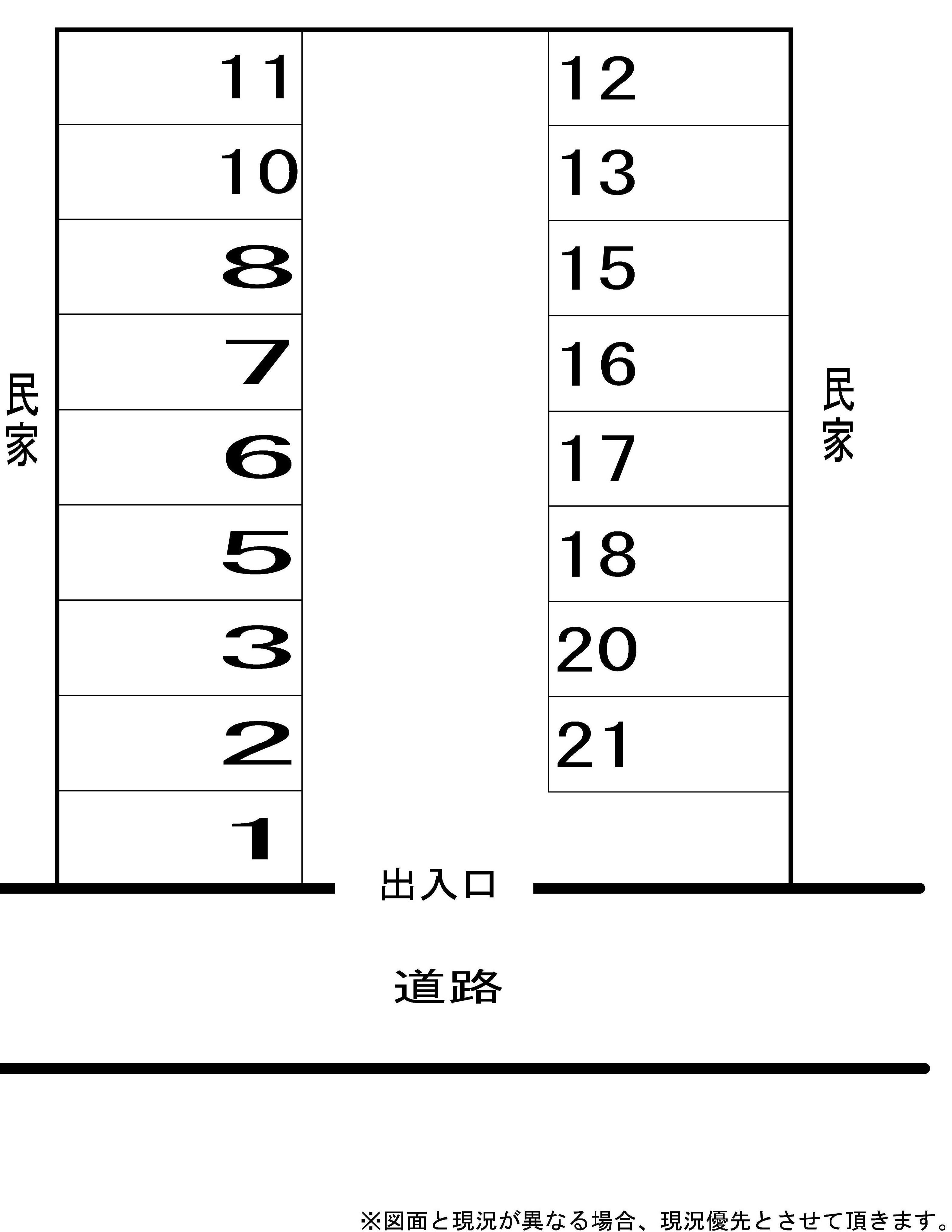池沢第三駐車場の駐車配置図