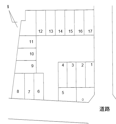 山之手９丁目砂利駐車場の駐車配置図