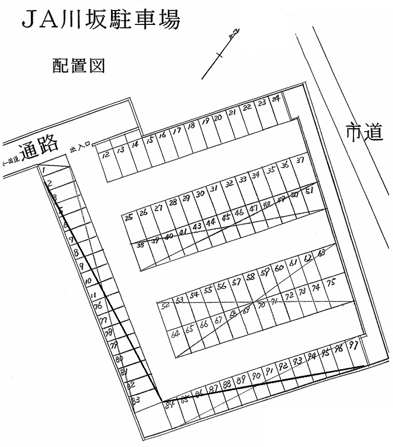 JA川坂駐車場の駐車配置図