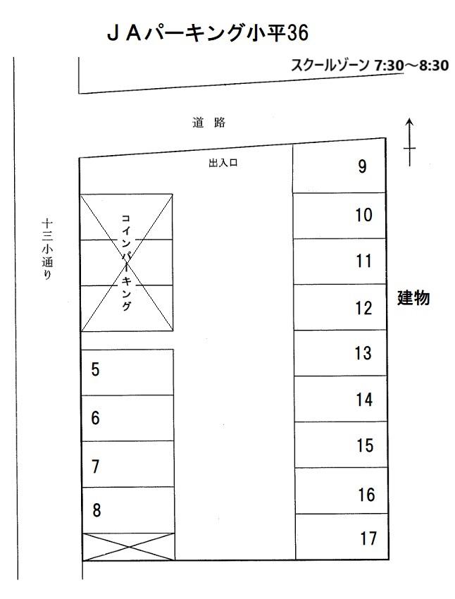 ＪＡパーキング小平36の駐車配置図