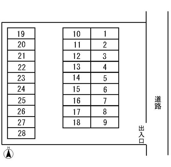 春川駐車場の駐車配置図