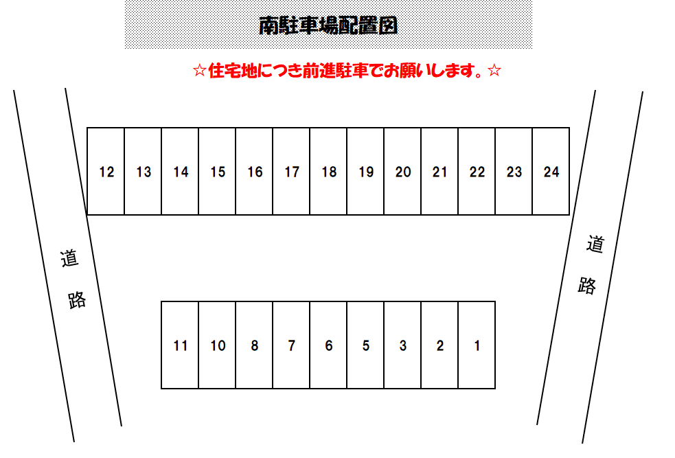 南駐車場の駐車配置図