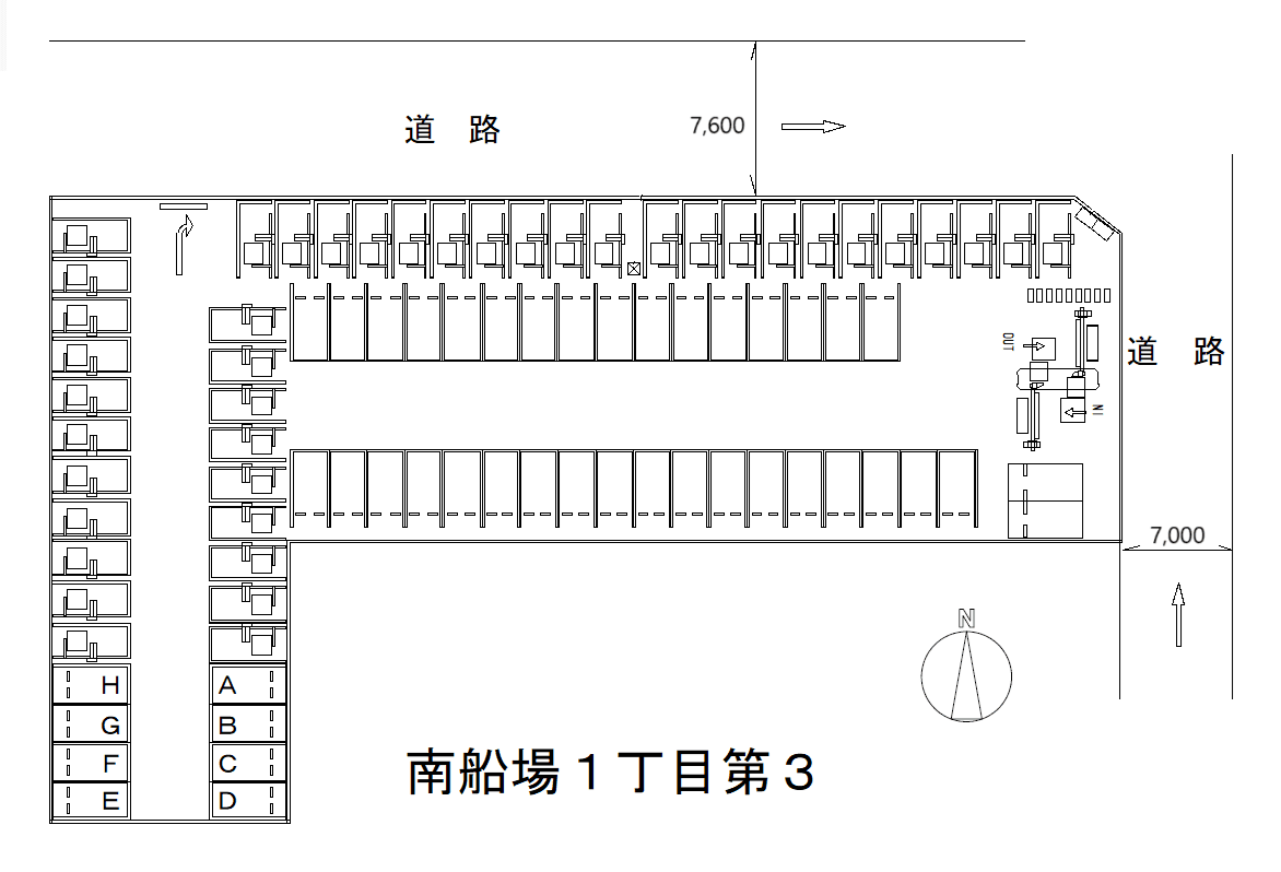 南船場１丁目第３の駐車配置図