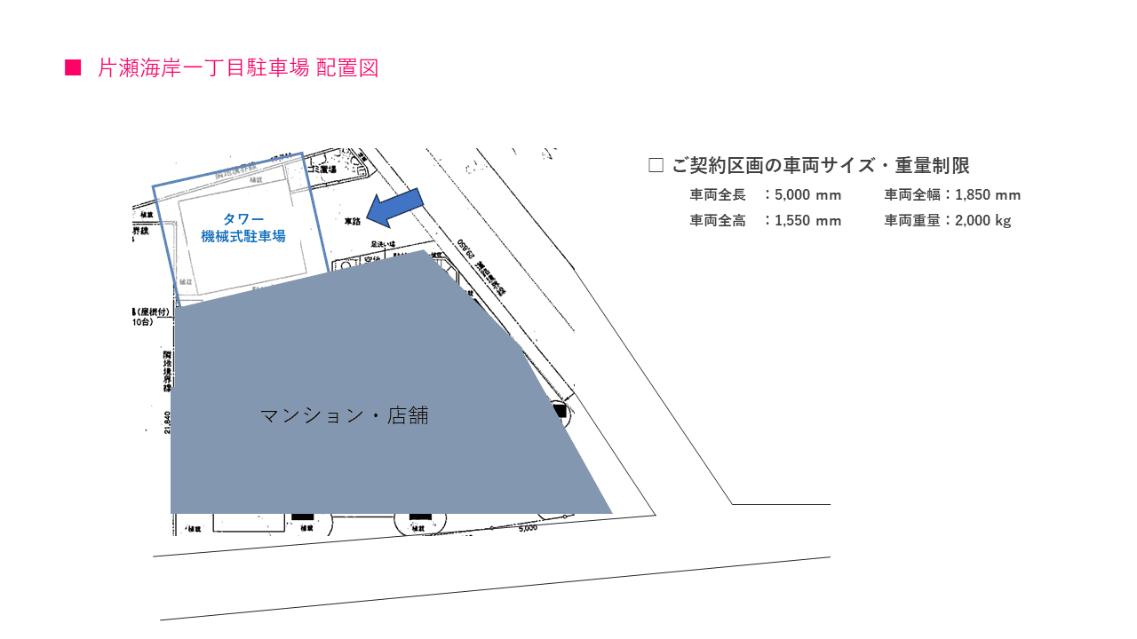 片瀬海岸一丁目駐車場の駐車配置図