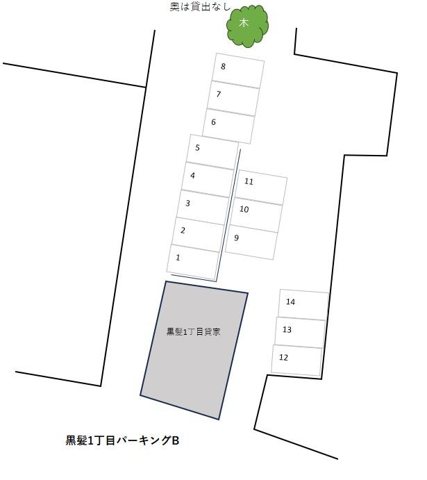 黒髪1丁目パーキングBの駐車配置図