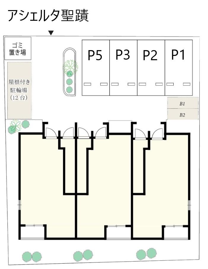 アシェルタ聖蹟の駐車配置図