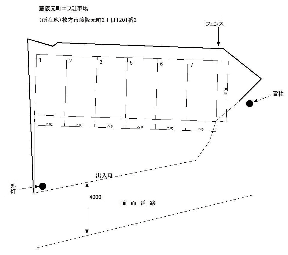 藤阪元町エフ駐車場の駐車配置図