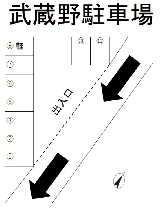 武蔵野駐車場の駐車配置図