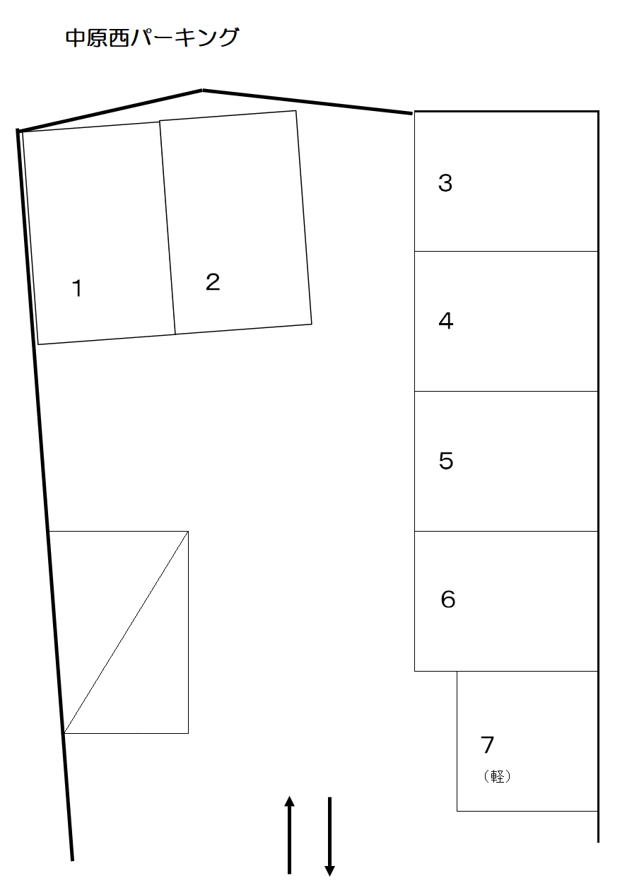 中原西パーキングの駐車配置図