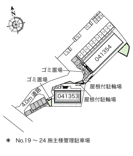 宮ノ前１号棟(41353)　敷地外駐車場の駐車配置図