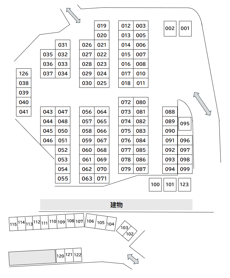 日長台南駐車場の駐車配置図