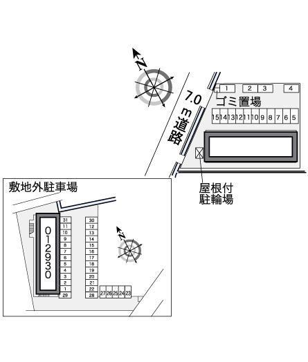 シャルマン(39185)　敷地外駐車場の駐車配置図