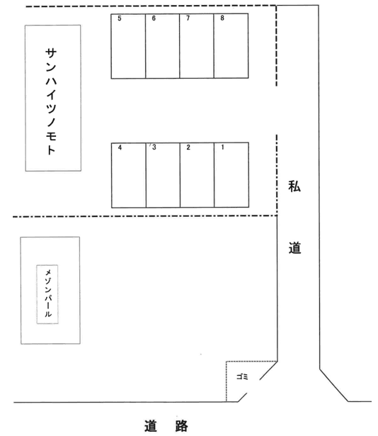 サンハイツノモト駐車場の駐車配置図