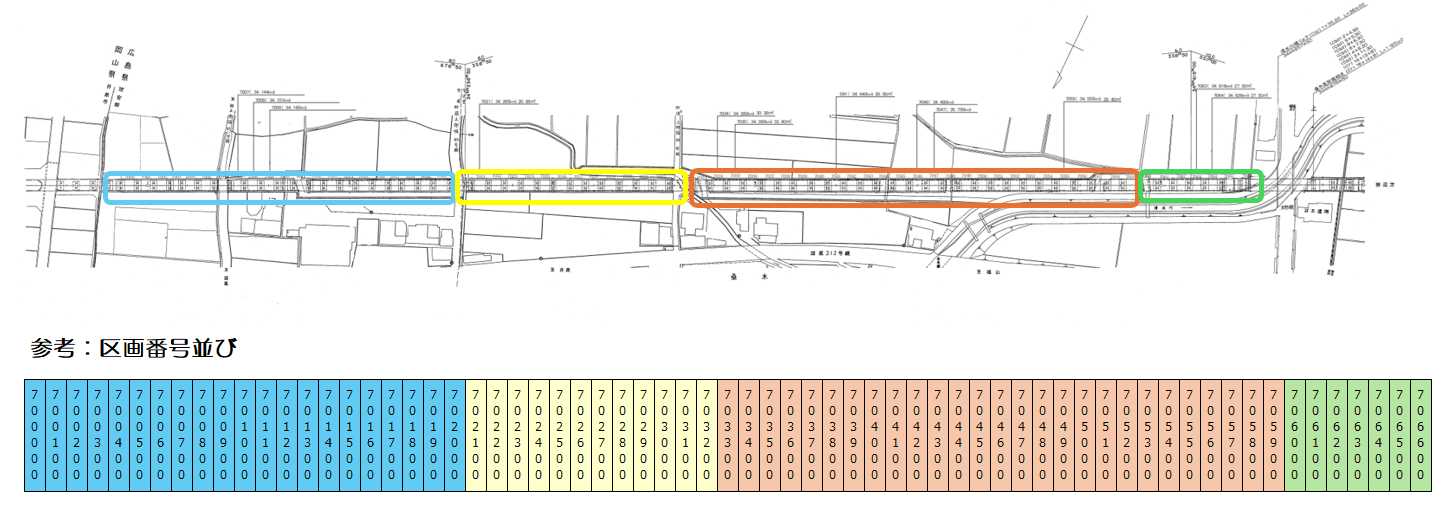 高架下45(7000-7066)の駐車配置図