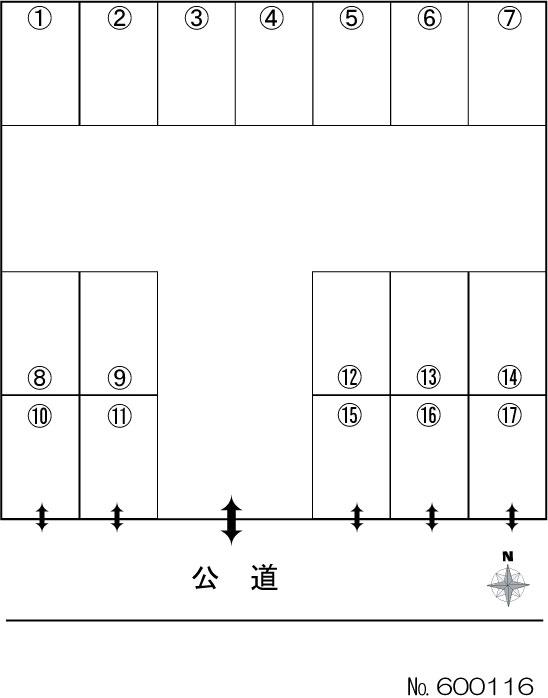 城前町3丁目（溝川）駐車場の駐車配置図