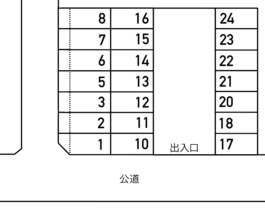 共和町3丁目12-10駐車場の駐車配置図