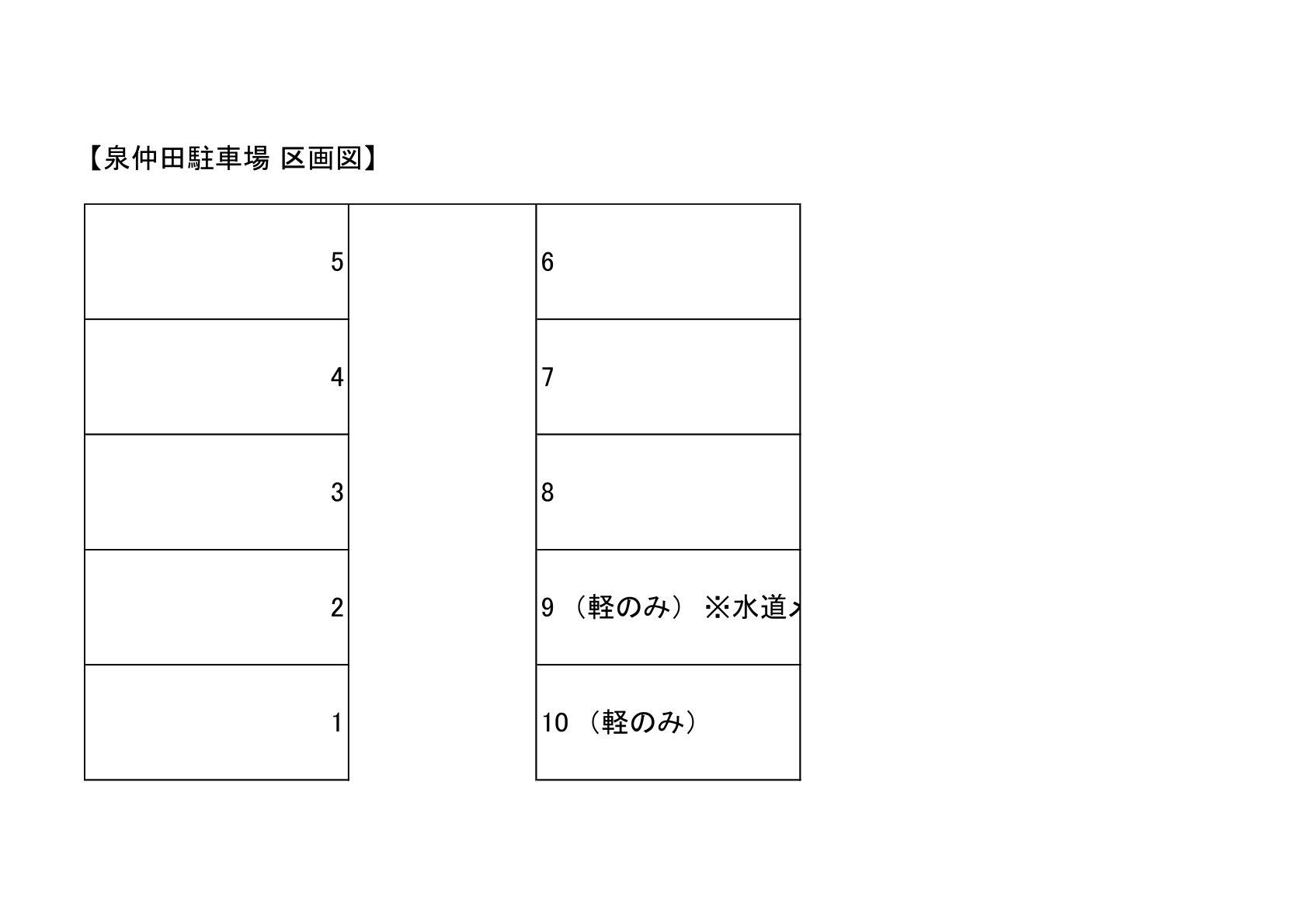 泉仲田駐車場の駐車配置図