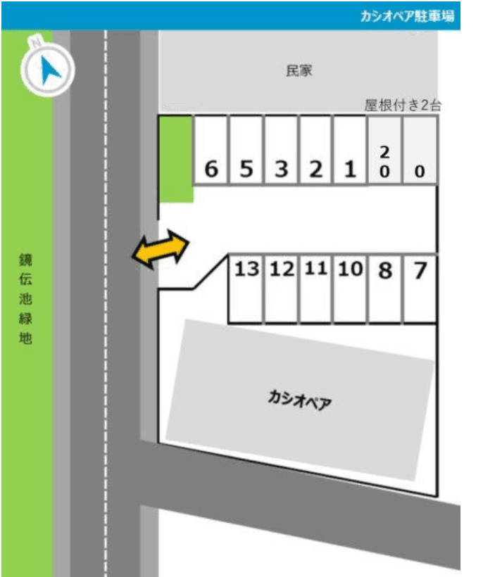 カシオペア楠葉丘駐車場の駐車配置図