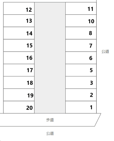 奥野モータープールの駐車配置図
