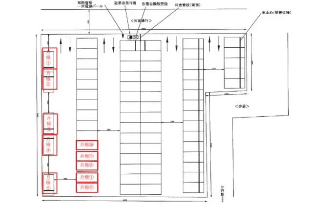 滋賀小野駅前第１の駐車配置図