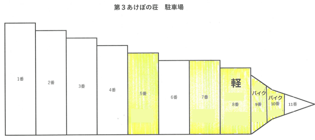 第３あけぼの荘駐車場の駐車配置図