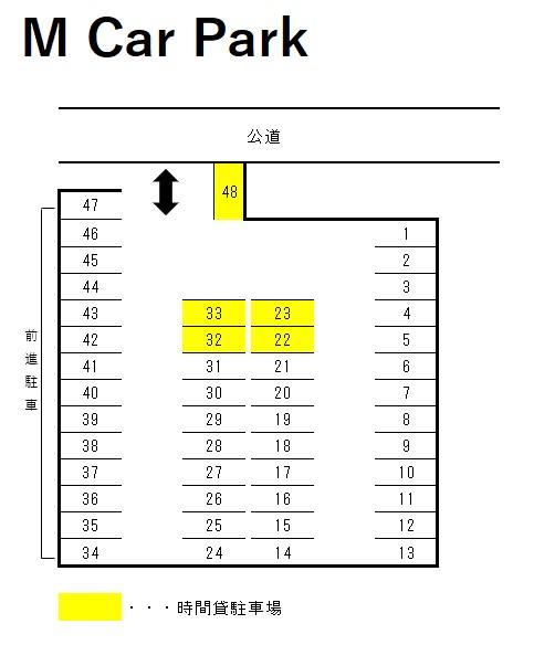 M Car Parkの駐車配置図