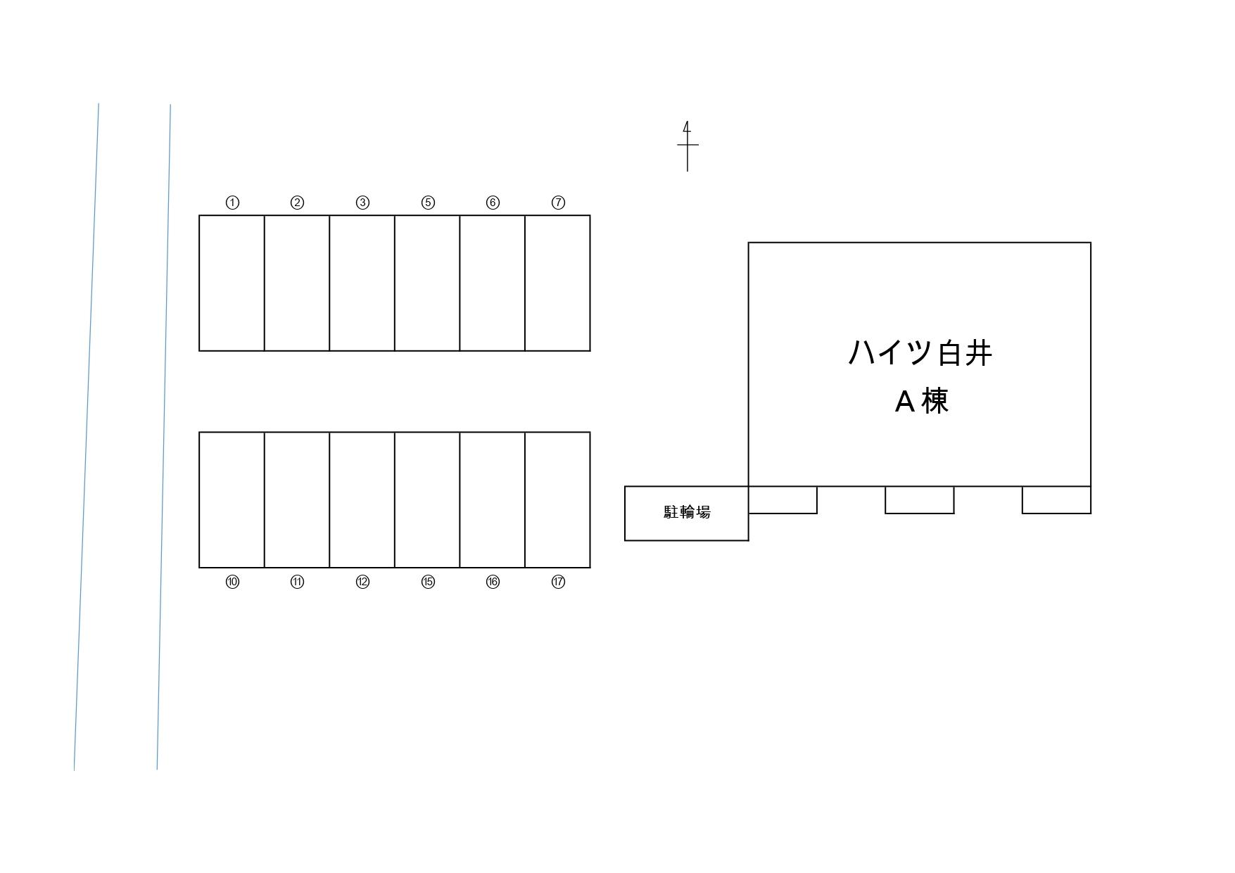 ハイツ白井Ａ棟の駐車配置図