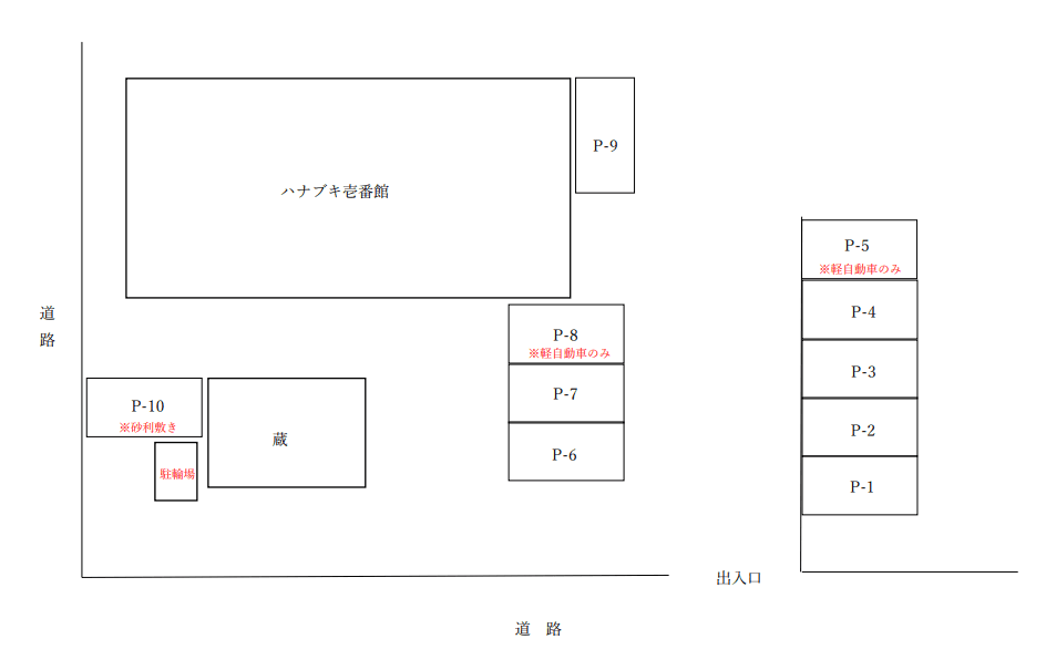 ハナブキ壱番館月極敷地内駐車場の駐車配置図