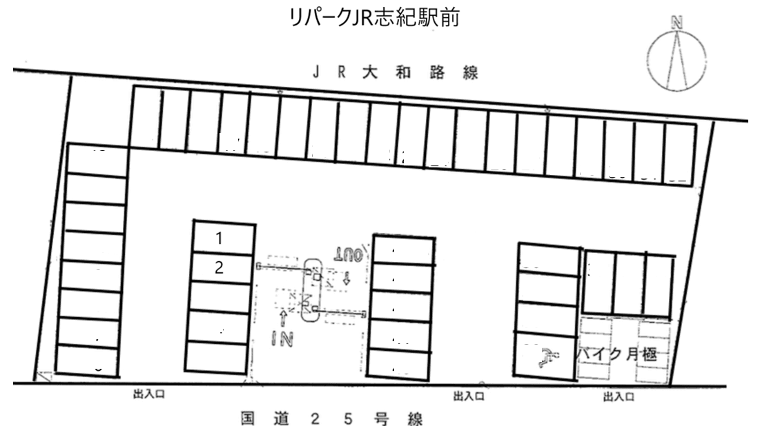 ＪＲ志紀駅前の駐車配置図