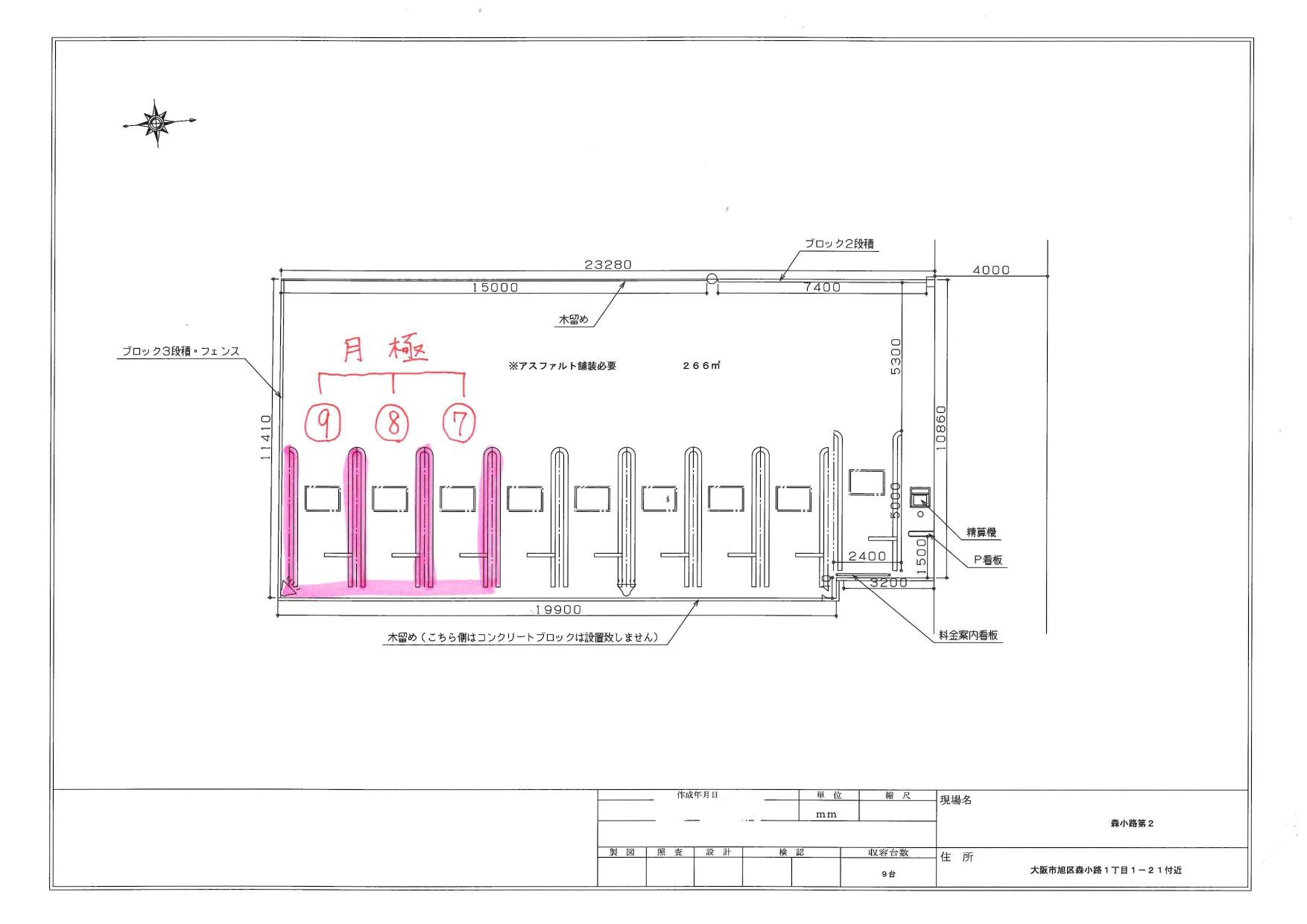 クレスト森小路第2の駐車配置図