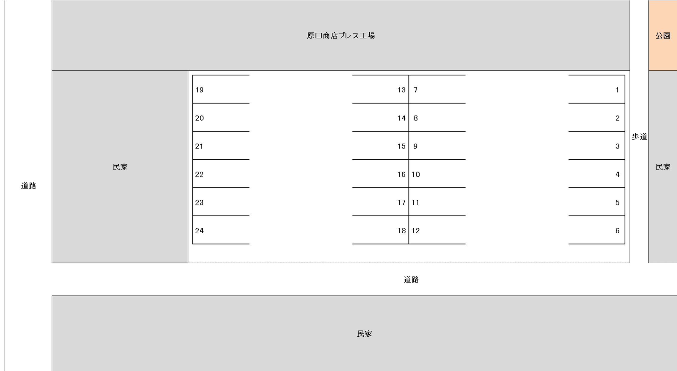 カシマ月極駐車場の駐車配置図